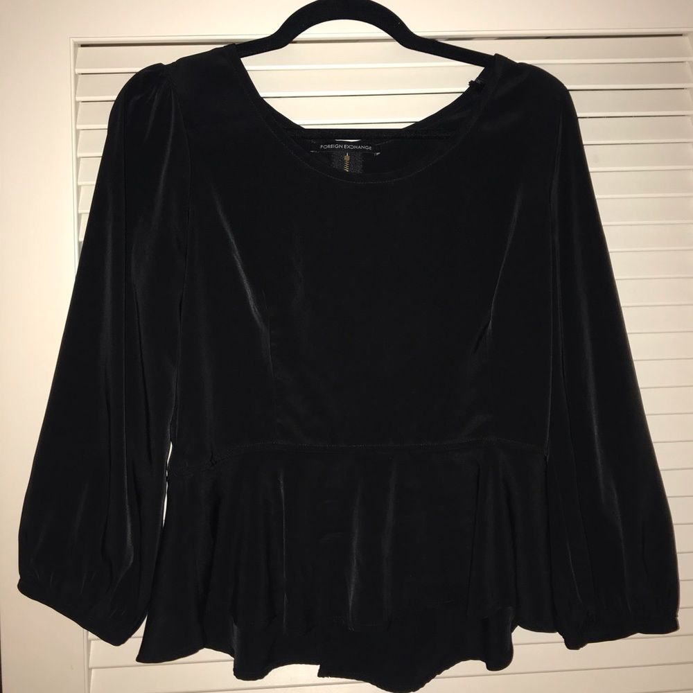 Foreign Exchange Young Women’s Black Ruffled Top